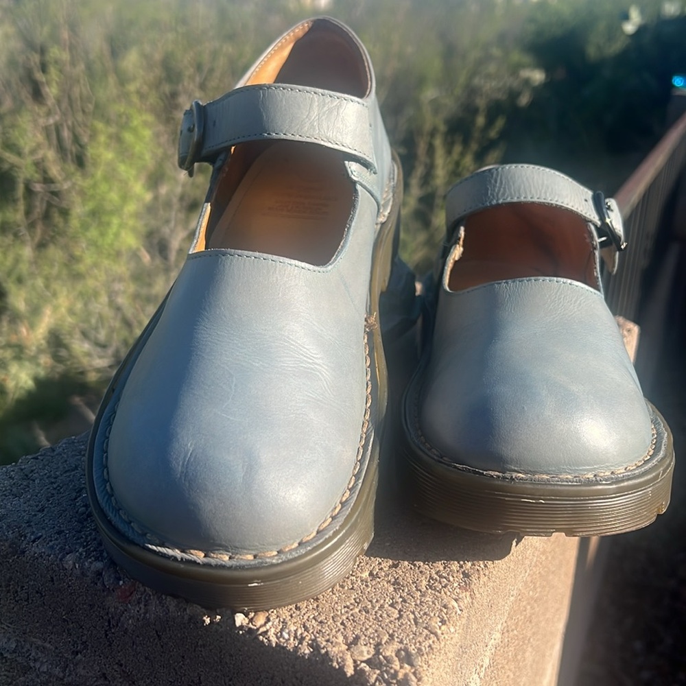 🏴󠁧󠁢󠁥󠁮󠁧󠁿 Blue Gray Vintage MIE Dr. Martens Chunky Mary Jane UK 7 EC❣️